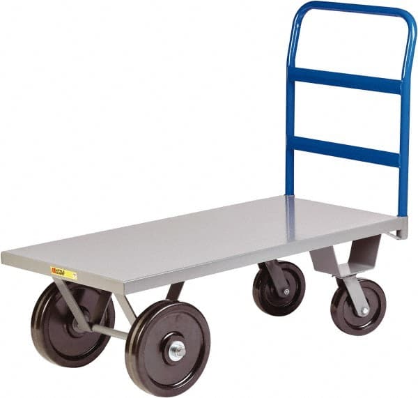 Little Giant - 5,000 Lb Capacity Steel Heavy Duty Platform Truck - Steel Deck, 30" OAW, 48" Platform Length x 16-1/2" Platform Height, Phenolic Casters - Exact Tooling