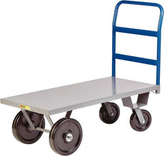 Little Giant - 5,000 Lb Capacity Steel Heavy Duty Platform Truck - Steel Deck, 30" OAW, 48" Platform Length x 16-1/2" Platform Height, Phenolic Casters - Exact Tooling
