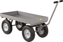 Little Giant - 3,500 Lb Capacity Steel Wagon Truck - Steel Deck, 24" OAW, 48" Platform Length x 18-1/2" Platform Height, Mold On Rubber Casters - Exact Tooling
