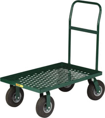 Little Giant - 1,000 Lb Capacity Steel Perforated Deck Platform Truck - Steel Deck, 24" OAW, 48" Platform Length x 11" Platform Height, Pneumatic Casters - Exact Tooling