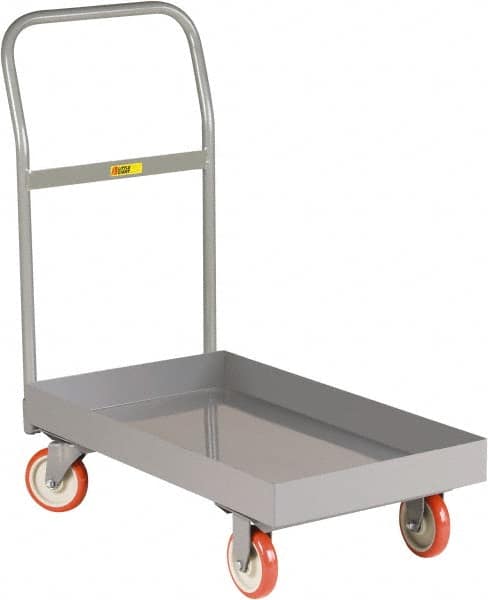 Little Giant - 1,200 Lb Capacity Steel Platform Truck - Steel Deck, 24" OAW, 36" Platform Length x 6-1/2" Platform Height, Polyurethane Casters - Exact Tooling