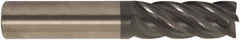Accupro - 1", 5 Flute, Single End, Solid Carbide, 0.12" Corner Radius End Mill - 7" OAL, 38° Helix, Right Hand Flute, 4-1/4" LOC, Right Hand Cut - Exact Tooling