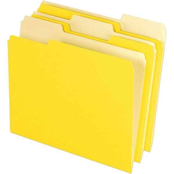 Pendaflex - 11-5/8 x 9-3/16", Letter Size, Yellow, File Folders with Top Tab - 11 Point Stock, Assorted Tab Cut Location - Exact Tooling