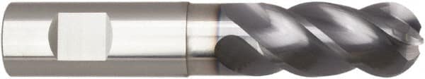 Niagara Cutter - 1" Diam, 2" LOC, 4 Flute Solid Carbide Ball End Mill - AlTiN Finish, Single End, 5" OAL, 1" Shank Diam, Spiral Flute - Exact Tooling