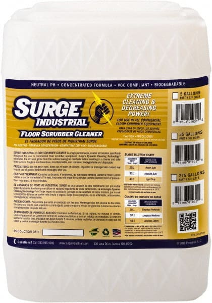 Surge Industrial - 5 Gal Container Cleaner - Use on Hard Surfaces - Exact Tooling