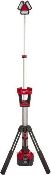 Milwaukee Tool - Cordless Work Lights; Voltage: 18 ; Run Time: 8 Hrs. ; Lumens: 3000 ; Color: Red/ Black ; Includes: (1)?M18? ROCKET? Tower Light/Charger?(2136-20) ; PSC Code: 6210 - Exact Tooling