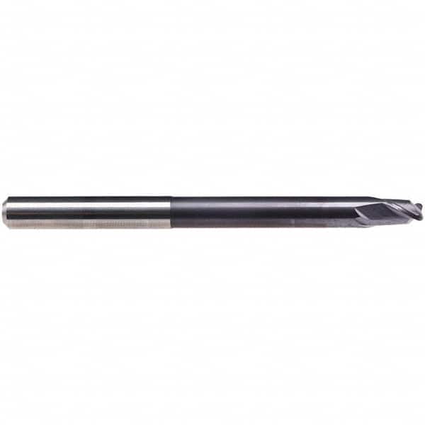 Emuge - 1/4" Diam, 1/4" LOC, 2 Flute Solid Carbide Roughing & Finishing End Mill - TiAlN Finish, 3-1/2" OAL, 1/4" Shank Diam, Cylindrical Shank, 30° Helix, Extra Long Length - Exact Tooling