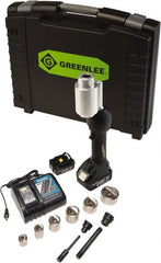Greenlee - 15 Piece, 0.88 to 2.4165" Punch Hole Diam, Hydraulic Knockout Set - Round Punch, 10 Gage Stainless Steel, 10 Gage Mild Steel - Exact Tooling