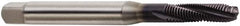 Seco - M6x1.00 Metric 3 Flute 6H Modified Bottoming Spiral Flute Tap - Powdered Metal, TiAlN Finish, 90mm OAL, Right Hand Flute, Right Hand Thread, H6 - Exact Tooling