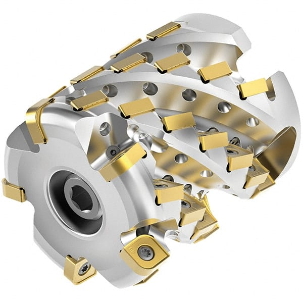 Kennametal - 28 Inserts, 2" Cut Diam, 3/4" Arbor Diam, 2.1415" Max Depth of Cut, Indexable Square-Shoulder Face Mill - 0° Lead Angle, 2-1/2" High, SNHJ1004.. Insert Compatibility, Through Coolant, Series HARVI Ultra 8X - Exact Tooling