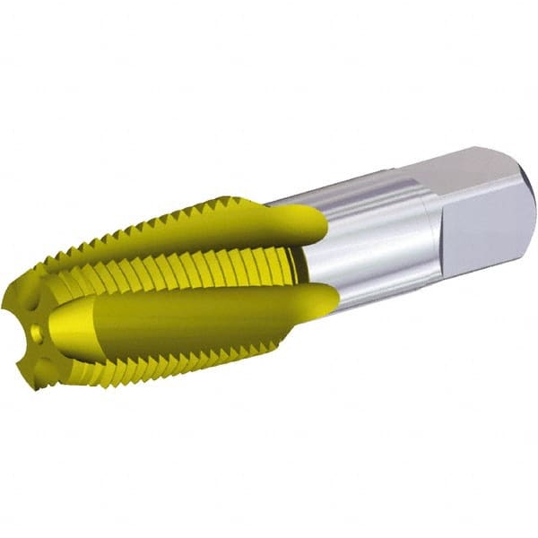 Kennametal - 3/4-14 NPTF, 15° Helix, 4 Flutes, 2-1/2 - 3-1/2 Chamfer, Oxide Finish, High Speed Steel, Spiral Flute Pipe Tap - Right Hand Flute, 1.38" Thread Length, 0.5650" Projection, Series T854 - Exact Tooling