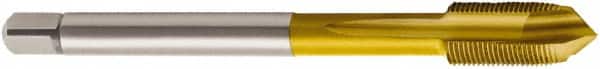 Seco - M16x1.00 Metric, 3 Flute, TiN Finish, Powdered Metal Spiral Point Tap - Plug Chamfer, Right Hand Thread, 100mm OAL, 0.8268" Thread Length, 12mm Shank Diam, 6H Class of Fit - Exact Tooling