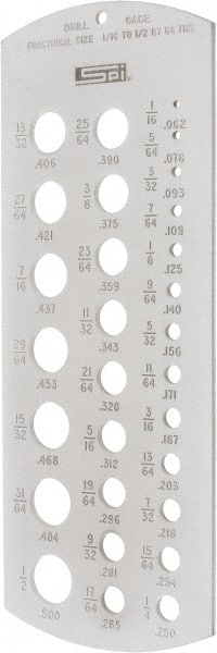 SPI - Drill Gages Minimum Hole Size (Inch): 1/16 Maximum Hole Size (Inch): 1/2 - Exact Tooling