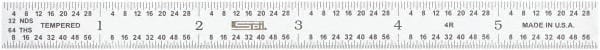 SPI - 6" Long, 1/64, 1/32, 1/16, 1/8" Graduation, Flexible Steel Rule - 4R Graduation Style, Satin Chrome Finish - Exact Tooling
