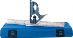 SPI - 2 Piece, 12" Combination Square Set - 1/16, 1/32, 1/64 & 1/8" (4R) Graduation, Hardened Steel Blade, Cast Iron Square Head - Exact Tooling