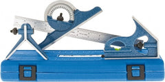 SPI - 4 Piece, 12" Combination Square Set - 1/16, 1/32, 1/64 & 1/8" (4R) Graduation, Hardened Steel Blade, Cast Iron Center, Protractor & Square Head - Exact Tooling