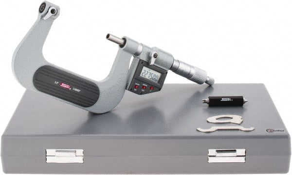 SPI - 50 to 75mm Range, Electronic Screw Thread Micrometer - Ratchet Stop Thimble, 0.00005" Graduation, 0.0002" Accuracy - Exact Tooling