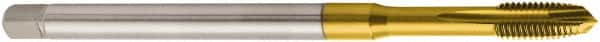 Seco - M4x0.70 Metric, 3 Flute, TiN Finish, Cobalt Spiral Point Tap - Plug Chamfer, Right Hand Thread, 112mm OAL, 0.4724" Thread Length, 4.5mm Shank Diam, 6H Class of Fit - Exact Tooling