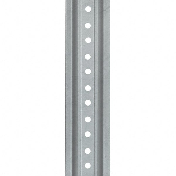 Nucor - 7' High, Galvanized Traffic Sign Post - Steel, 3/8" Hole Diam, Silver - Exact Tooling