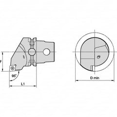 Kennametal - Insert Style CC.., 40mm Head Length, Left Hand Cut, Internal Modular Threading Cutting Unit Head - System Size KM40TS, 27mm Center to Cutting Edge, Series S-Clamping - Exact Tooling