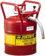 Justrite - 5 Gal Brass Type II DOT Safety Can - 17-1/2" High x 11-3/4" Diam, Red - Exact Tooling