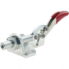 De-Sta-Co - 150.62 Lb Load Capacity, Flanged Base, Carbon Steel, Standard Straight Line Action Clamp - 5 Mounting Holes, 0.19" Mounting Hole Diam, 0.28" Plunger Diam, Thumb Handle - Exact Tooling