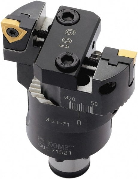 Komet - 63mm Body Diam, Manual Twin Cutter Boring Head - 83mm to 124mm Bore Diam - Exact Tooling