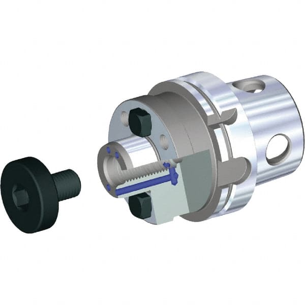 Kennametal - KM4X100 Modular Connection 1-1/2" Pilot Diam Shell Mill Holder - 6" Flange to Nose End Projection, 3.81" Nose Diam, 3/4-16 Lock Screw, Through-Spindle Coolant - Exact Tooling