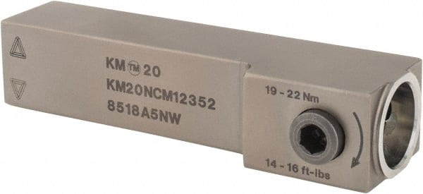 Kennametal - Neutral Cut, KM20 Modular Connection, Square Shank Lathe Modular Clamping Unit - 19mm Square Shank Length, 19mm Square Shank Width, 3-1/2" OAL, Series NCM Square Shank - Exact Tooling