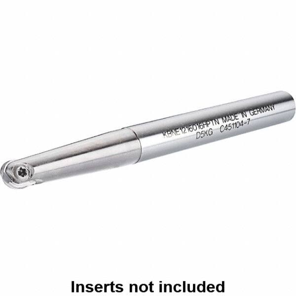 Kennametal - 12mm Cut Diam, 6mm Max Depth of Cut, 16mm Shank Diam, 120mm OAL, Indexable Ball Nose End Mill - 70mm Head Length, Straight Shank, KDMB Toolholder, KDMB 12.. Insert - Exact Tooling