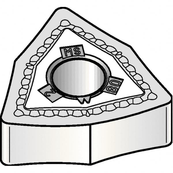 Kennametal - WNMG431 MS Grade KCU10 Carbide Turning Insert - TiAlN Finish, 80° Trigon, 1/2" Inscr Circle, 3/16" Thick, 1/64" Corner Radius - Exact Tooling