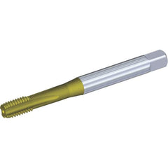 Kennametal - 1/4-28 UNF 3BX 4 Flute TiCN/TiN Finish Powdered Metal Straight Flute Machine Tap - Modified Bottoming, Right Hand Thread, 80mm OAL, 13mm Thread Length, Oversize, Through Coolant - Exact Tooling