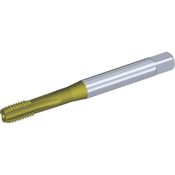 Kennametal - 1/4-20 UNC 3BX 4 Flute TiCN/TiN Finish Powdered Metal Straight Flute Machine Tap - Modified Bottoming, Right Hand Thread, 80mm OAL, 13mm Thread Length, Oversize, Through Coolant - Exact Tooling