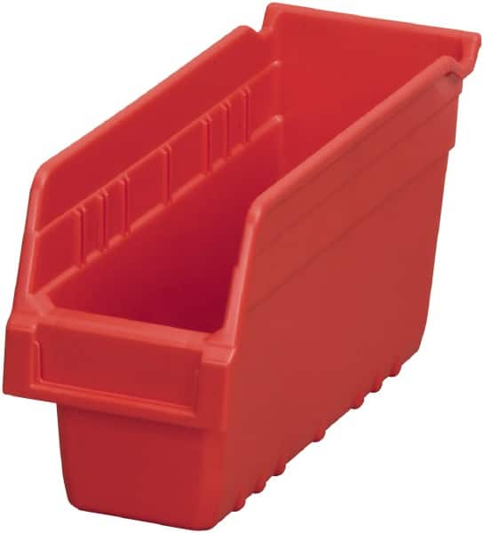 Akro-Mils - 11-5/8" Deep, Red Polymer Hopper Shelf Bin - 6" High x 4-1/8" Wide x 11-5/8" Long - Exact Tooling