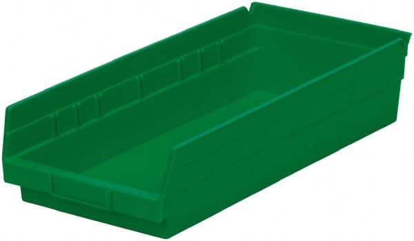 Akro-Mils - 214 Lb. Load Capacity, 17-7/8" Deep, Green Hopper Shelf Bin - 4" High x 8-3/8" Wide x 17-7/8" Long - Exact Tooling