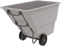 Akro-Mils - 600 Lb Load Capacity, 1 Cu Yd, Plastic Tilt Truck - 33" Wide x 66" Long x 42" High, Gray - Exact Tooling