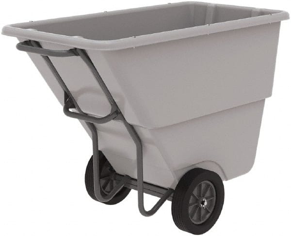 Akro-Mils - 600 Lb Load Capacity, 1/2 Cu Yd, Plastic Tilt Truck - 27" Wide x 54" Long x 36" High, Gray - Exact Tooling