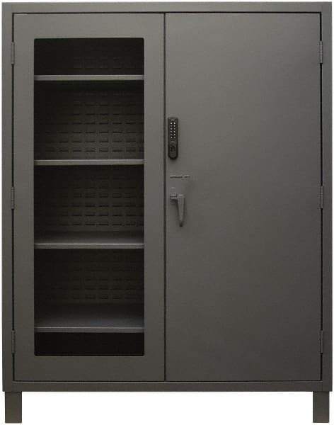 Durham - 4 Shelf Locking Storage Cabinet - Steel, 60" Wide x 24" Deep x 78" High, Gray - Exact Tooling