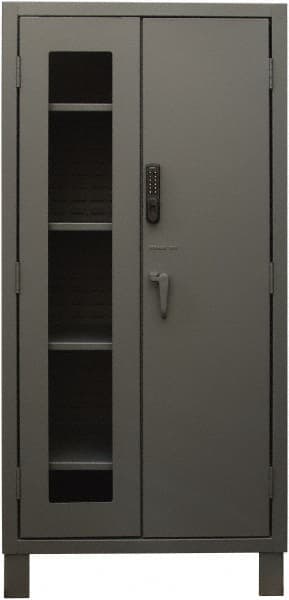 Durham - 4 Shelf Locking Storage Cabinet - Steel, 36" Wide x 24" Deep x 78" High, Gray - Exact Tooling