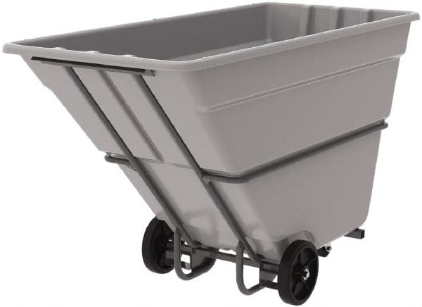 Akro-Mils - 2,000 Lb Load Capacity, 1 1/2 Cu Yd, Plastic Tilt Truck - 39" Wide x 85" Long x 51" High, Gray - Exact Tooling