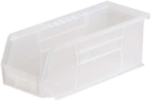 Akro-Mils - 20 Lb. Load Capacity, 10-7/8" Deep, Clear Polymer Hopper Stacking Bin - 4" High x 4-1/8" Wide x 10-7/8" Long - Exact Tooling