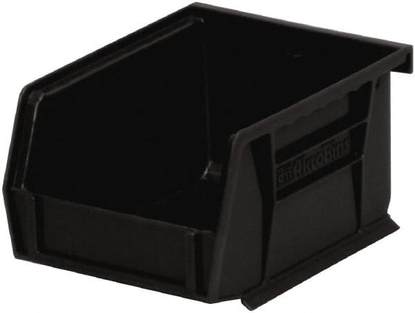 Akro-Mils - 10 Lb. Load Capacity, 5-3/8" Deep, Black Polymer Hopper Stacking Bin - 3" High x 4-1/8" Wide x 5-3/8" Long - Exact Tooling
