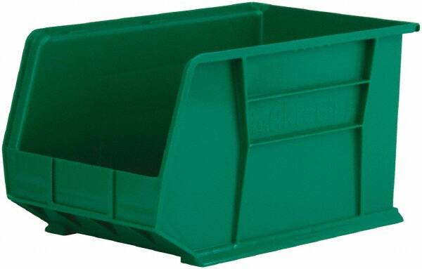 Akro-Mils - 60 Lb. Load Capacity, 18" Deep, Green Polymer Hopper Stacking Bin - 10" High x 11" Wide x 18" Long - Exact Tooling