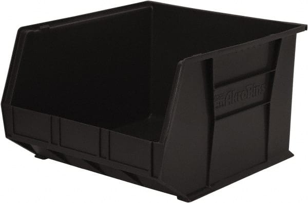 Akro-Mils - 75 Lb. Load Capacity, 18" Deep, Black Polymer Hopper Stacking Bin - 11" High x 16-1/2" Wide x 18" Long - Exact Tooling