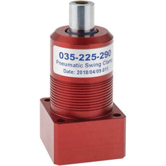 De-Sta-Co - 27 Lb Clamping Force, Left Hand Swing, 26.67mm Total Stroke, Double-Acting Pneumatic Swing Clamp - 10-32 Port, 66.55mm Body Length x 24.89mm Body Width, 0.55 Cu In, 100 Max psi - Exact Tooling