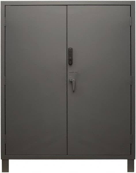 Durham - 4 Shelf Locking Storage Cabinet - Steel, 60" Wide x 24" Deep x 78" High, Gray - Exact Tooling