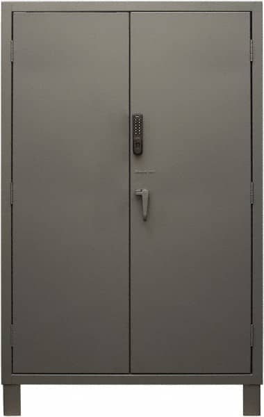 Durham - 4 Shelf Locking Storage Cabinet - Steel, 48" Wide x 24" Deep x 78" High, Gray - Exact Tooling
