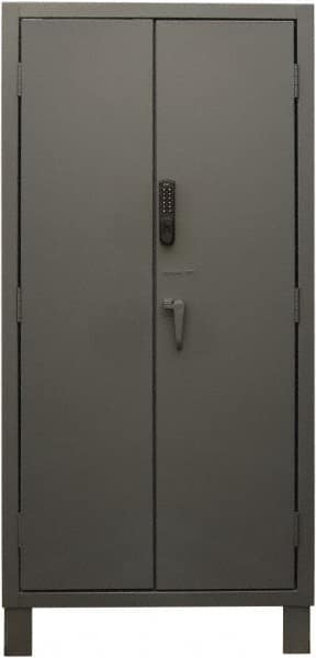 Durham - 4 Shelf Locking Storage Cabinet - Steel, 36" Wide x 24" Deep x 78" High, Gray - Exact Tooling
