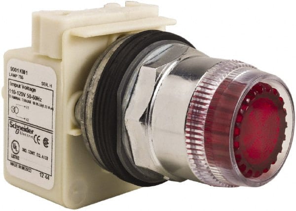 Schneider Electric - 30mm Mount Hole, Extended Straight, Pushbutton Switch Only - Round, Red Pushbutton, Momentary (MO), Weatherproof, Dust and Oil Resistant - Exact Tooling
