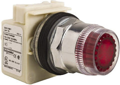 Schneider Electric - 30mm Mount Hole, Extended Straight, Pushbutton Switch Only - Round, Red Pushbutton, Momentary (MO), Weatherproof, Dust and Oil Resistant - Exact Tooling